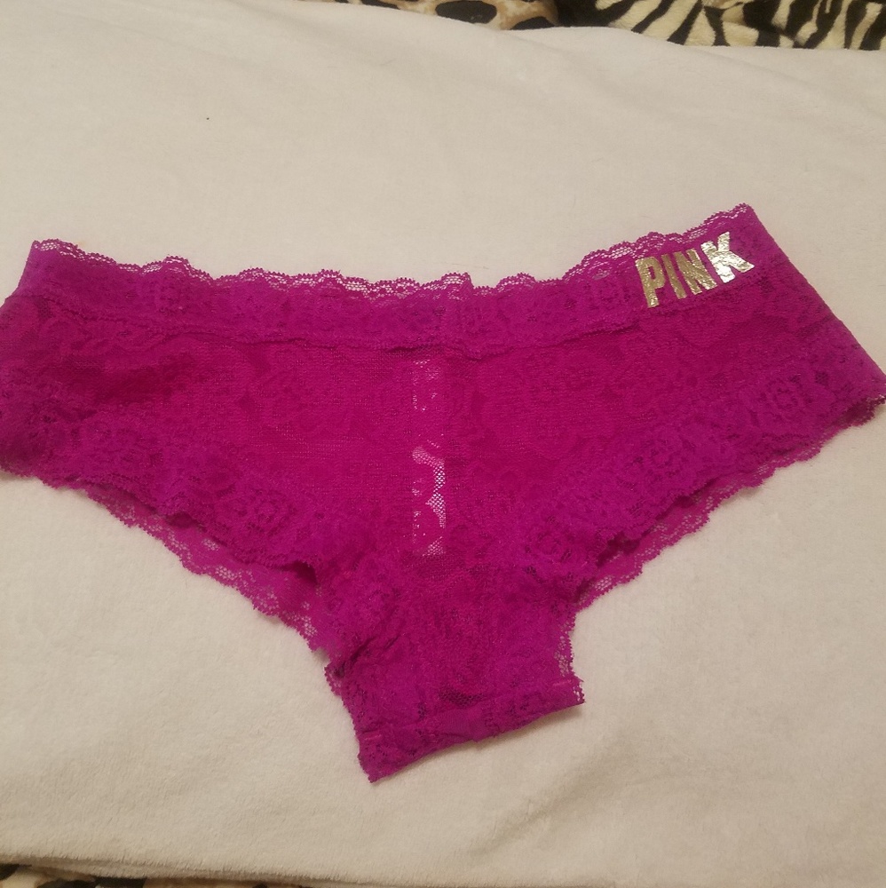 VS Pink Fuchsia Lace Cheeky Panty